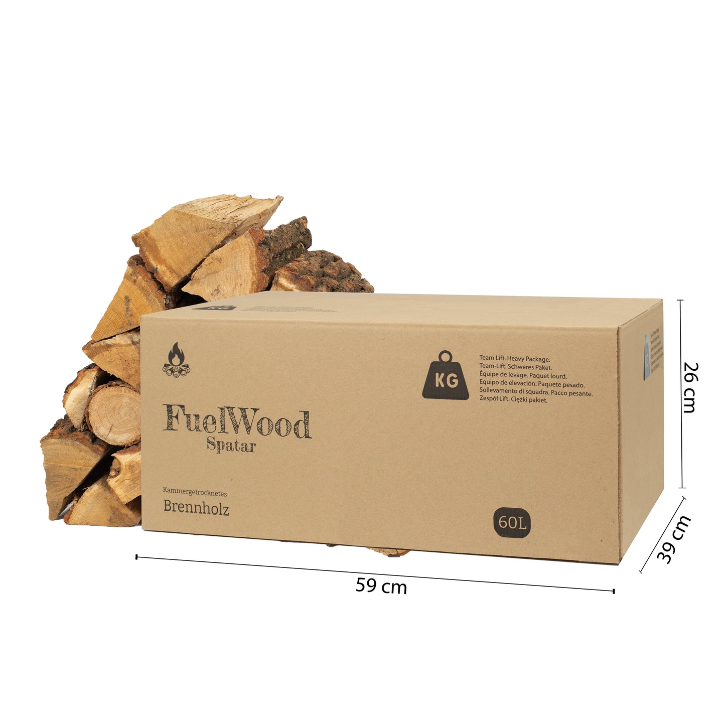 Legna da ardere di rovere essiccata al forno 60 litri - lunghezza del tronco ca. 25 cm - contenuto di umidità del legno inferiore al 18% - perfetta per forni, caminetti, griglie, bracieri, falò.