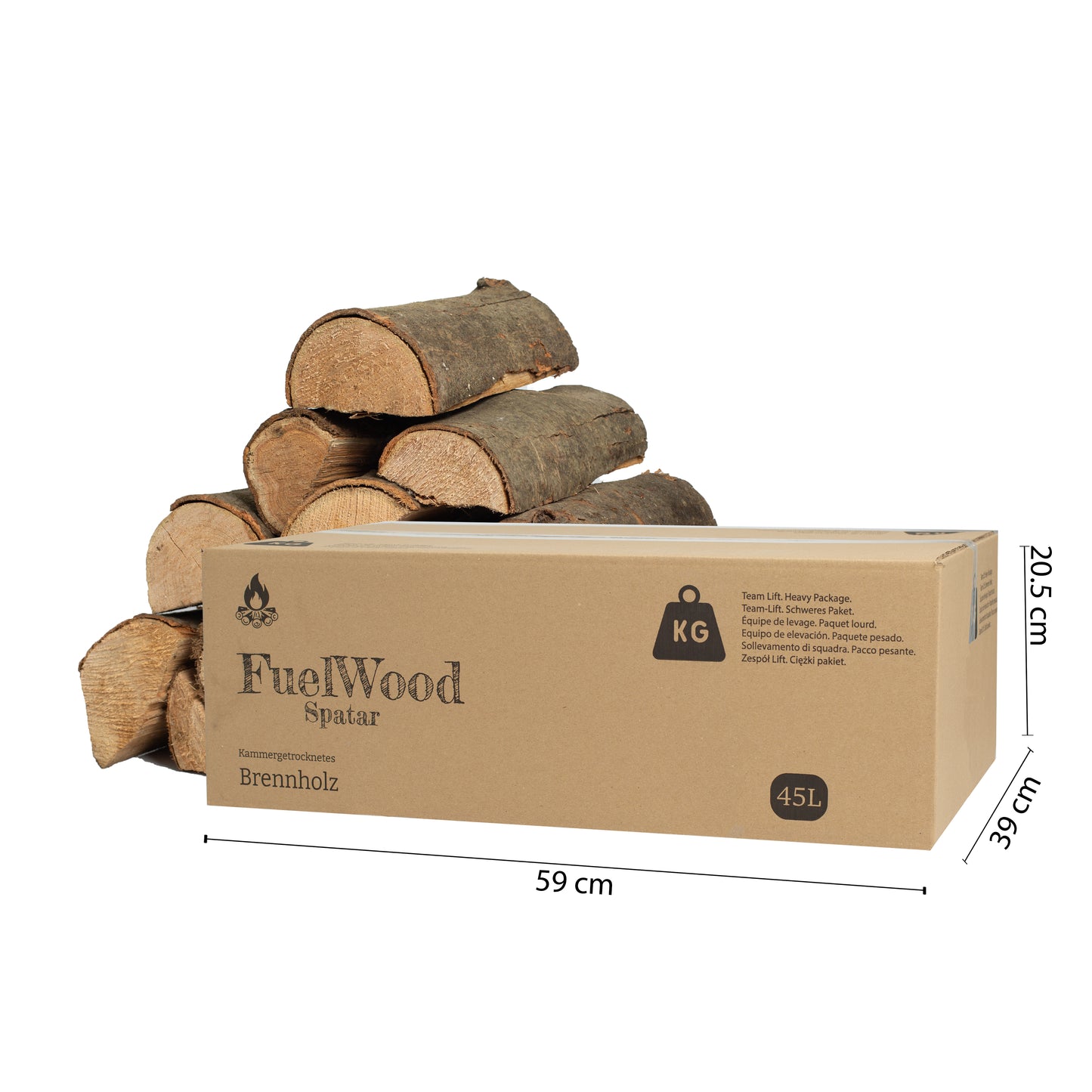 Legna da ardere di quercia rossa essiccata al forno 45 litri - lunghezza del tronco ca. 25 cm - contenuto di umidità del legno inferiore al 18% - perfetta per forni, caminetti, griglie, bracieri, falò.