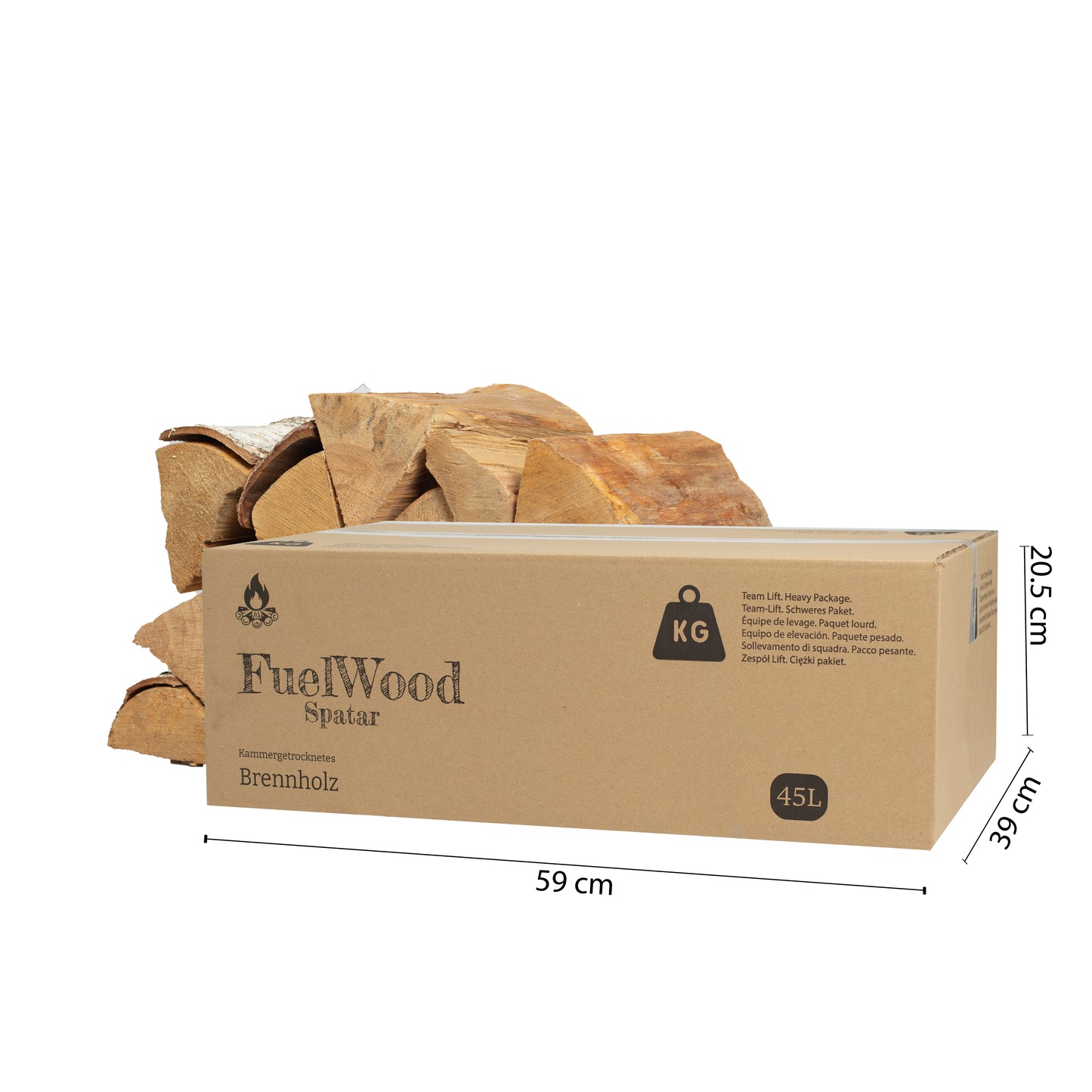 Legna da ardere di betulla essiccata al forno 45 litri - lunghezza del tronco ca. 25 cm - umidità del legno inferiore al 15% - perfetta per forni, caminetti, griglie, bracieri, falò.