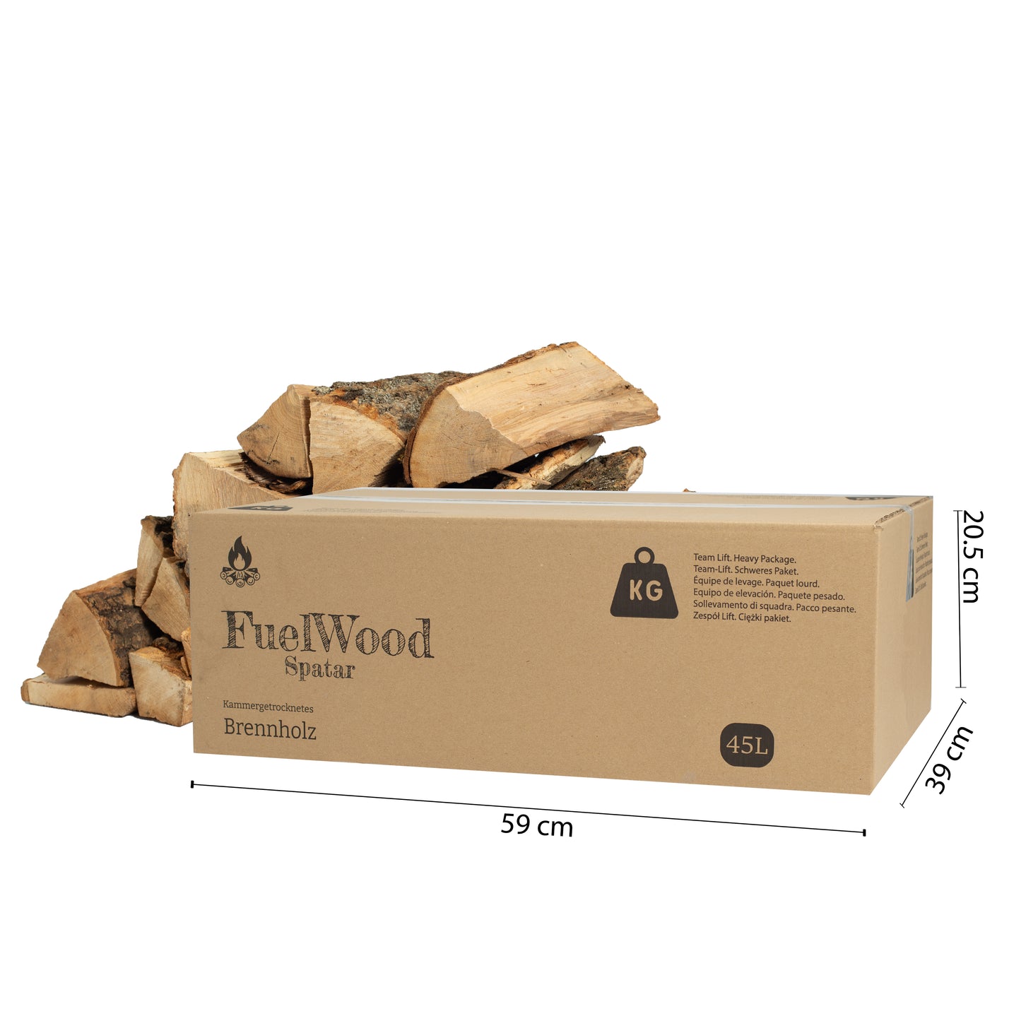 Legna da ardere di rovere essiccata al forno 45 litri - lunghezza del tronco ca. 25 cm - contenuto di umidità del legno inferiore al 18% - perfetta per forni, caminetti, griglie, bracieri, falò.