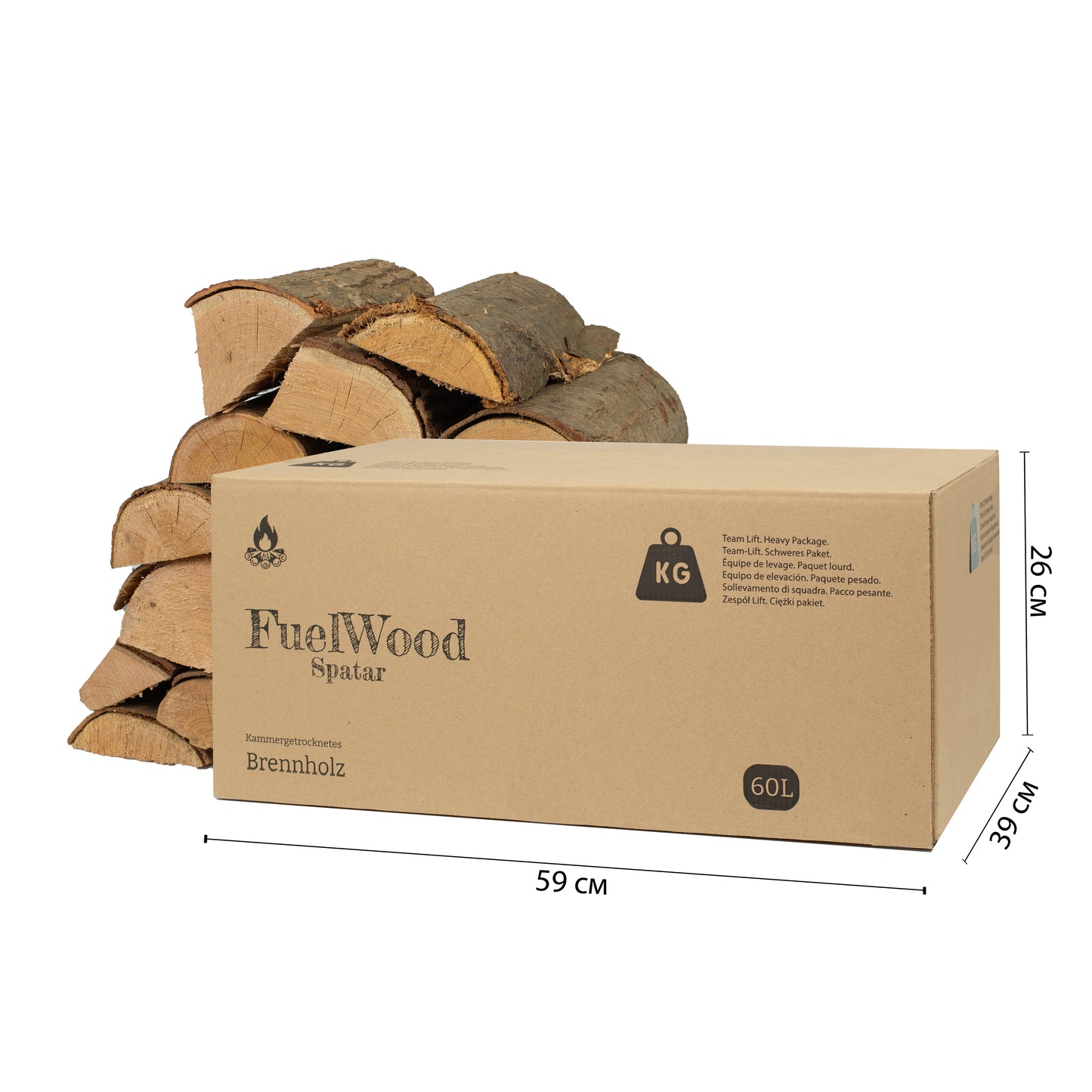 Kiln dried red oak firewood 60 liters - log length approx. 25cm - wood moisture below 18% - perfect for oven, fireplace, grill, fire bowls, campfire