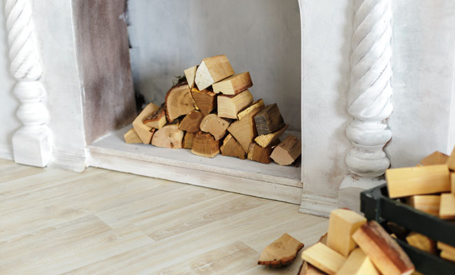 firewood and fireplace